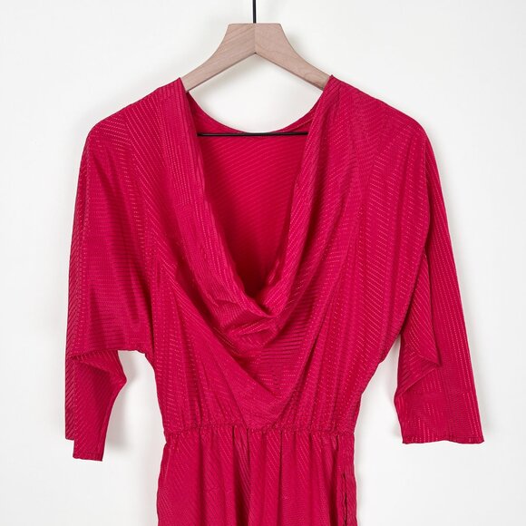 Vintage Jumpsuit Draped Cowl Low Open Back High Rise Waisted Disco Party 70s 80s - Picture 6 of 6